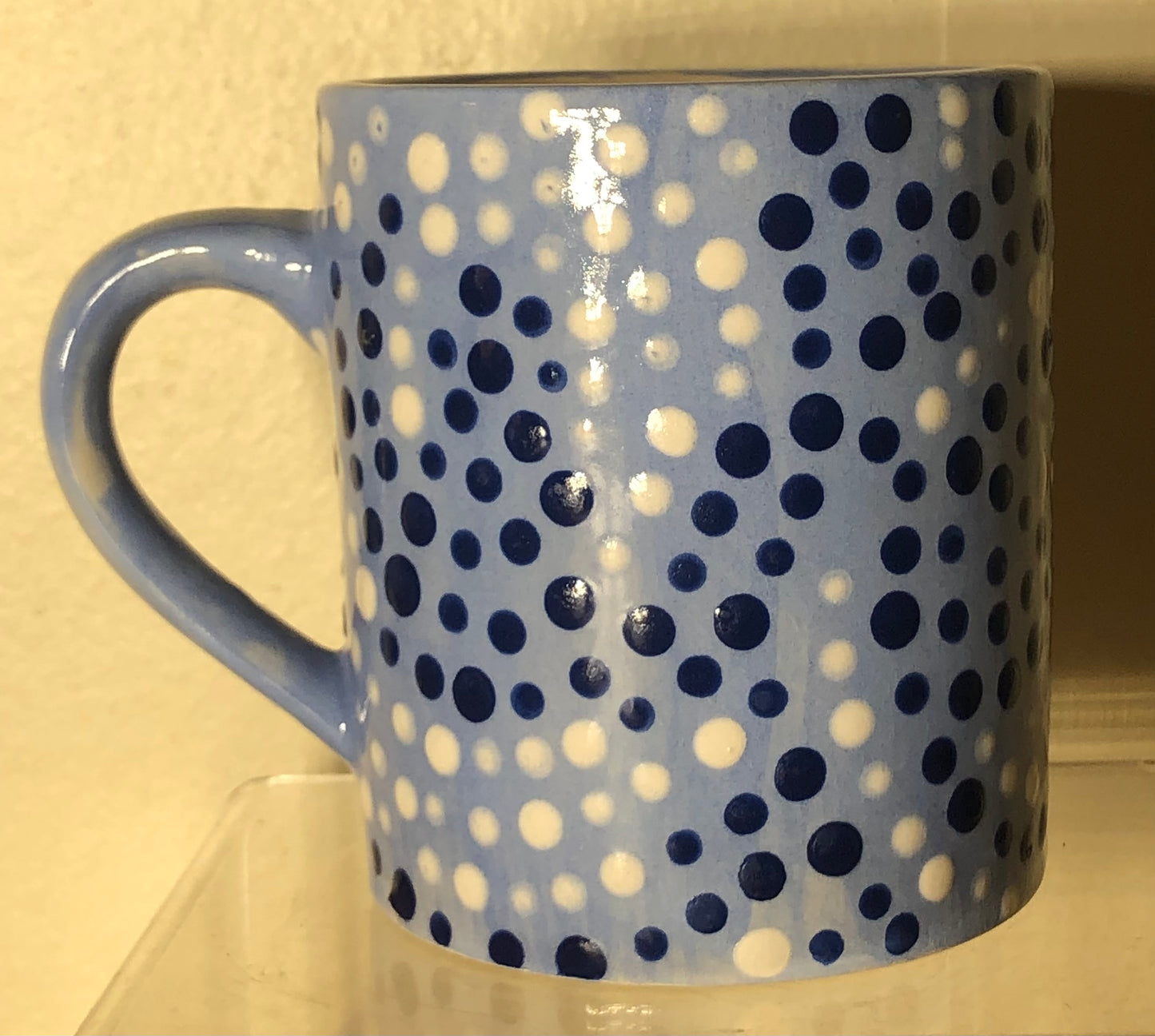 Blue and white on more blue.