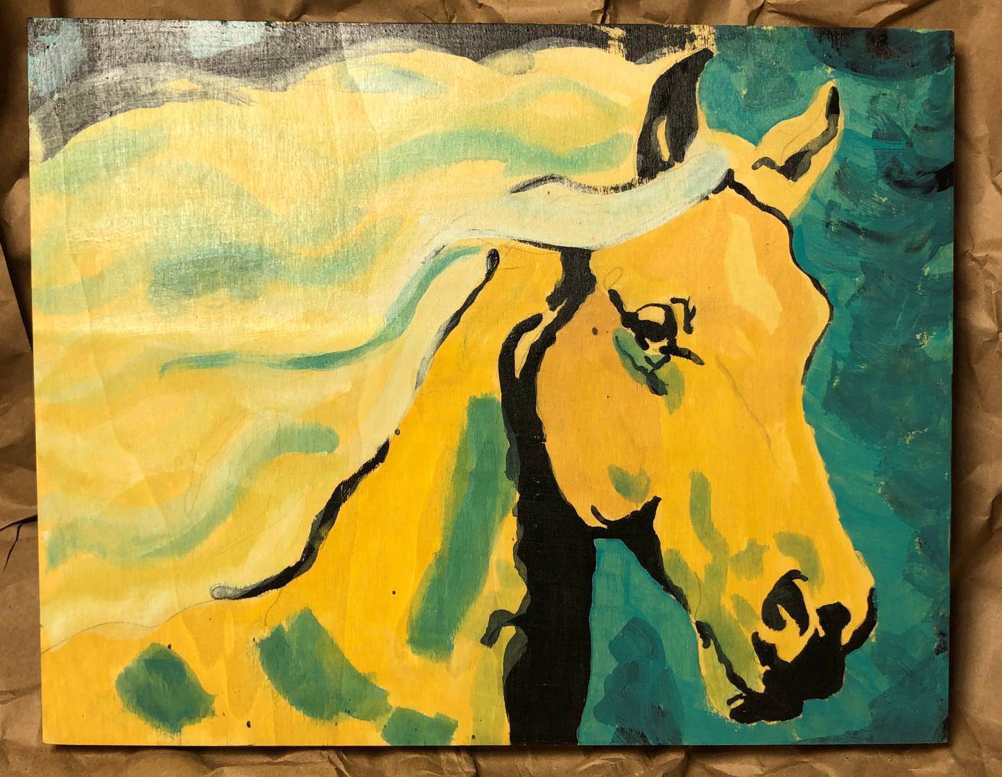 11x14 Horse Painting on cradled wood panel.