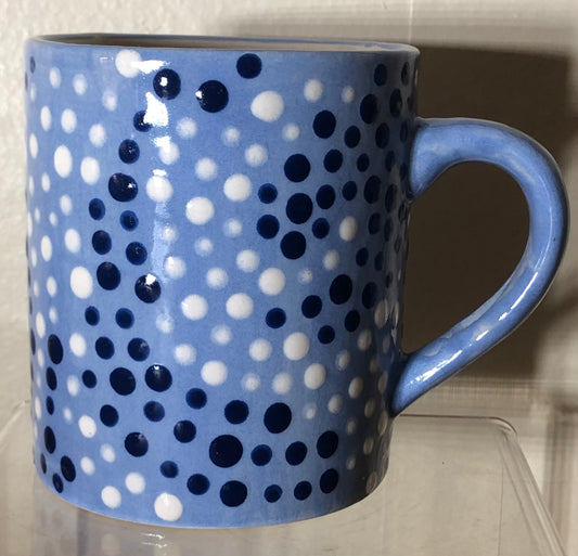 Blue and white on more blue.