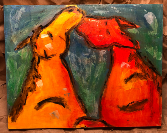 11x14 Horse Painting on cradled wood panel.