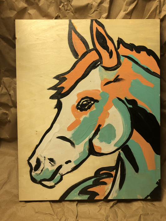 11x14 Horse Painting on cradled wood panel.