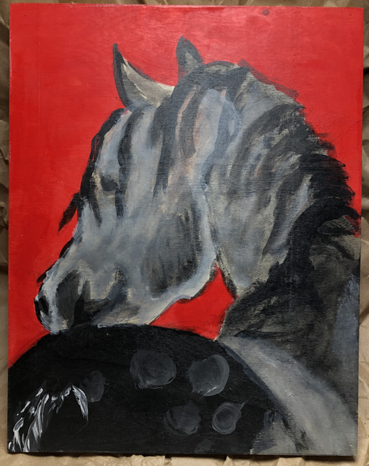 11x14 Horse Painting on cradled wood panel.